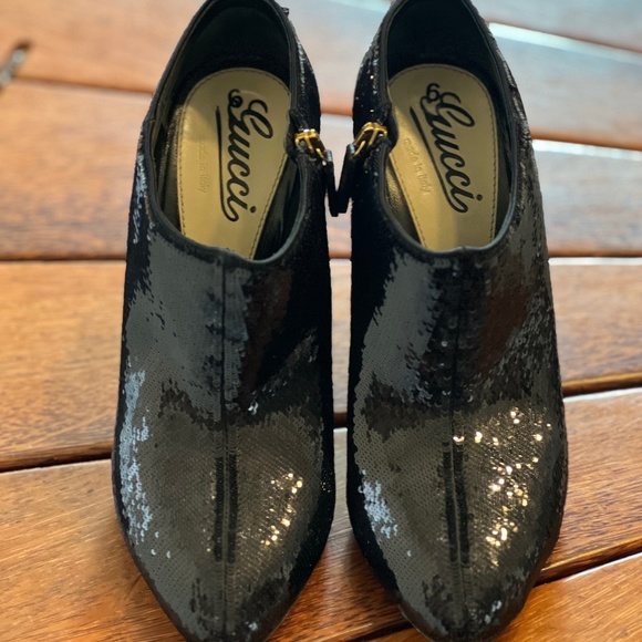 Gucci Black Sequin Ankle Booties Size 36 - Picture 7 of 8